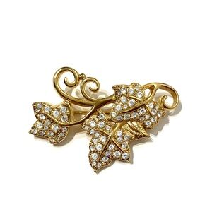 Swarovski Ivy Leaves Crystal Gold Tone Brooch